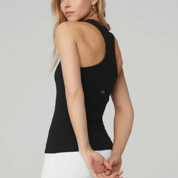 Alo Yoga Ribbed Aspire Full Length Tank - Size Small - Black - Picture 3 of 8
